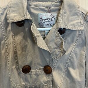 American Rag Double Breasted Trench Coat Button Up Light Weight Tan Sz Small